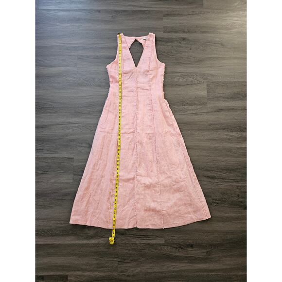 Mon Renn Women's Light Pink Kahlo Linen Blend Sleeveless Midi Dress NWT Size M - Picture 16 of 16